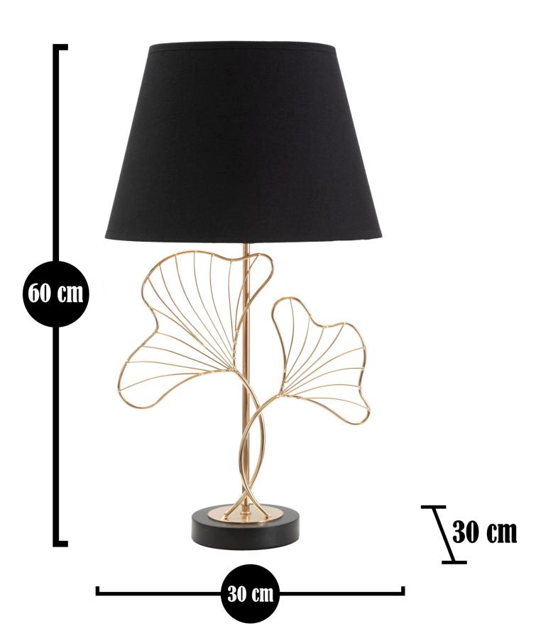 Lampe de table à feuilles dorées et noires