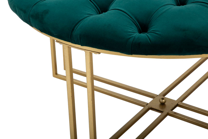 Pouf en velours vert émeraude – Pouf rembourré à pieds en X