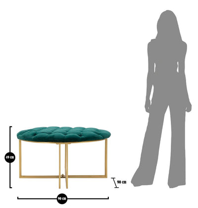 Pouf en velours vert émeraude – Pouf rembourré à pieds en X