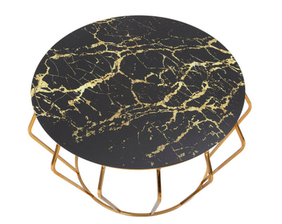 Table basse ronde avec piètement en fil métallique doré – Histor Modern Design