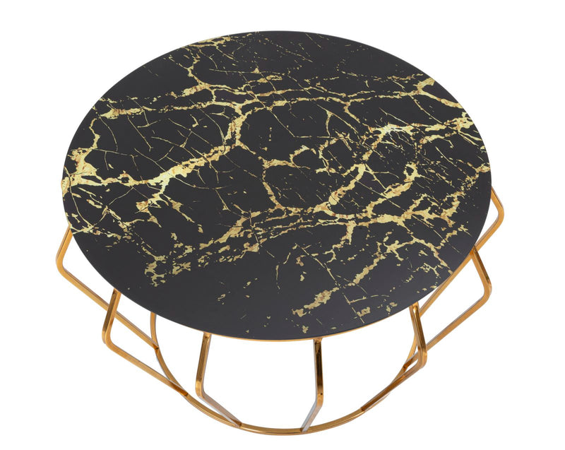 Table basse ronde avec piètement en fil métallique doré – Histor Modern Design