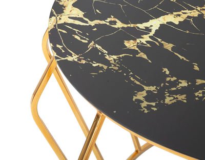 Table basse ronde avec piètement en fil métallique doré – Histor Modern Design