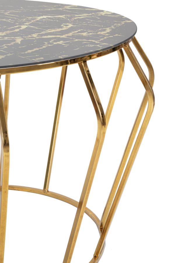 Table basse ronde avec piètement en fil métallique doré – Histor Modern Design
