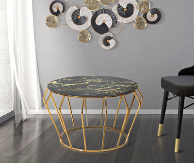 Table basse ronde avec piètement en fil métallique doré – Histor Modern Design