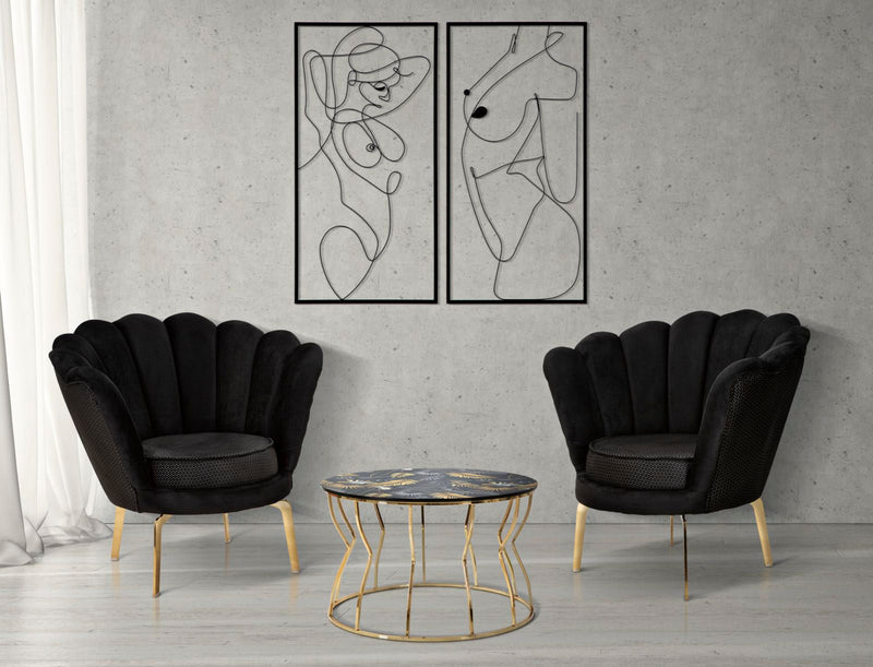 Décoration murale abstraite en métal avec corps de femme (lot de 2)