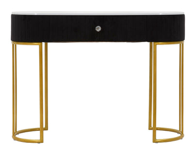 Table console noire avec pieds en métal doré