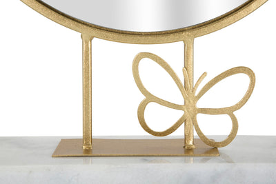 Miroir de table rond en métal avec décor de petits papillons