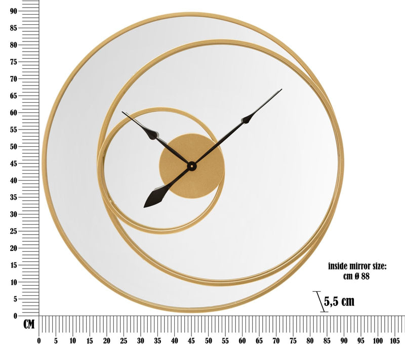 Horloge murale ronde en métal avec face miroir