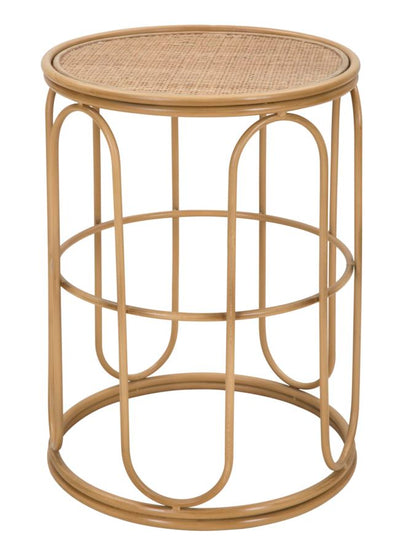 Table d'appoint ronde avec plateau en bois et structure en rotin – Style Samui