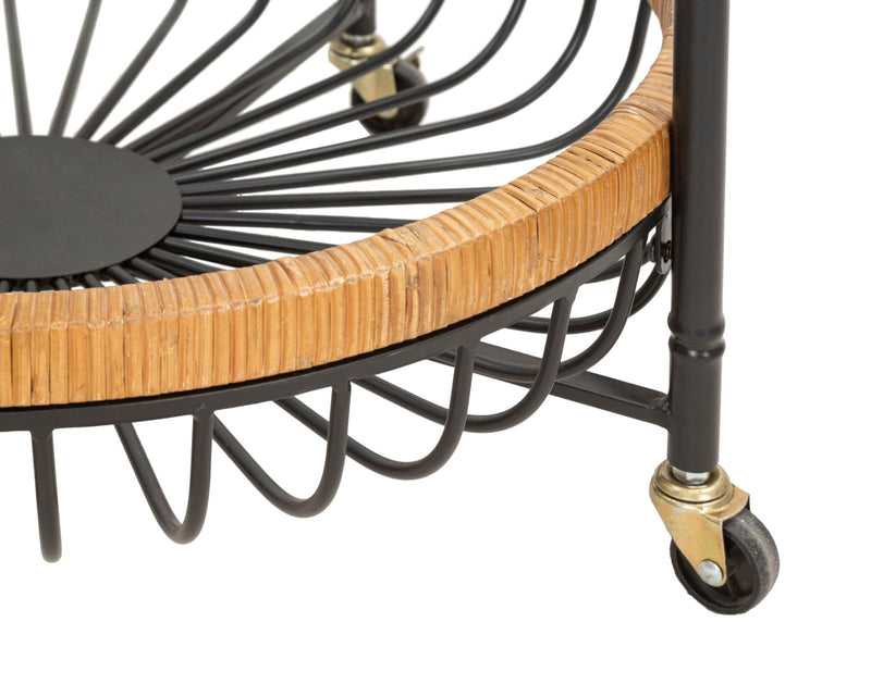 Chariot rond en rotin avec double étagère – Chariot de service Cebu