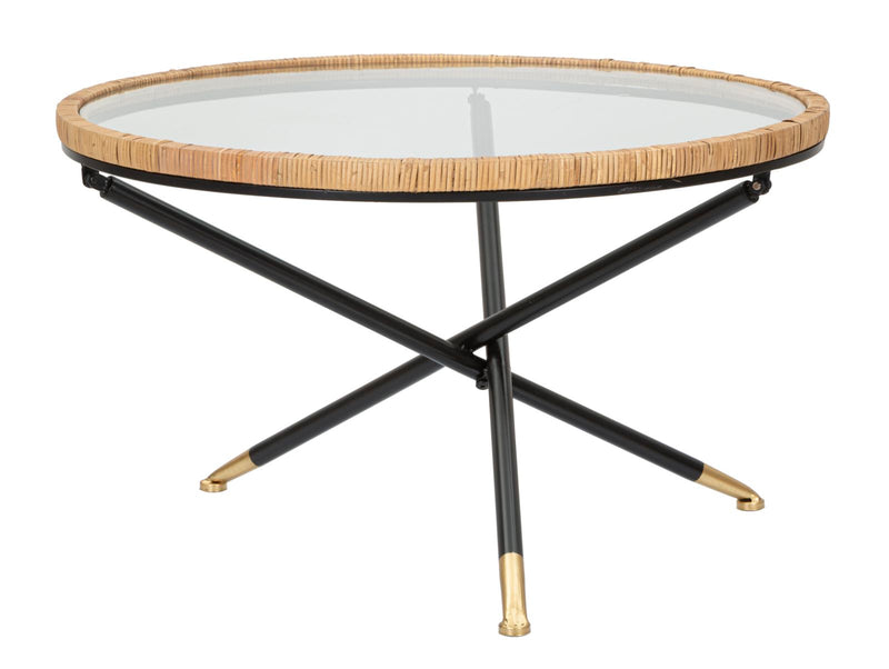 Table basse ronde avec base en rotin – Saint Barth Rotondo