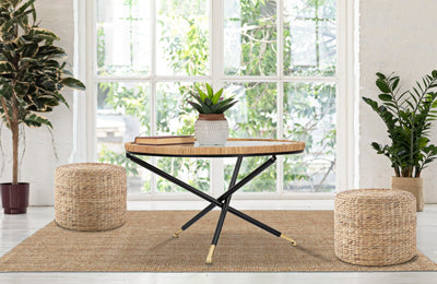 Table basse ronde avec base en rotin – Saint Barth Rotondo