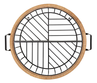 Étagère murale ronde avec structure en rotin – Cebu Rangement décoratif
