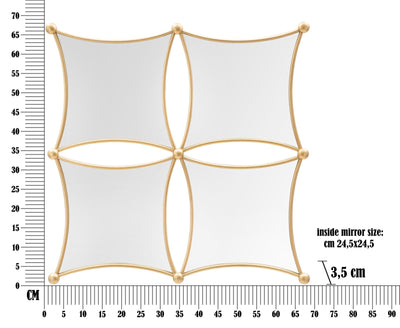 Petit miroir géométrique en métal - ensemble de 4 miroirs carrés