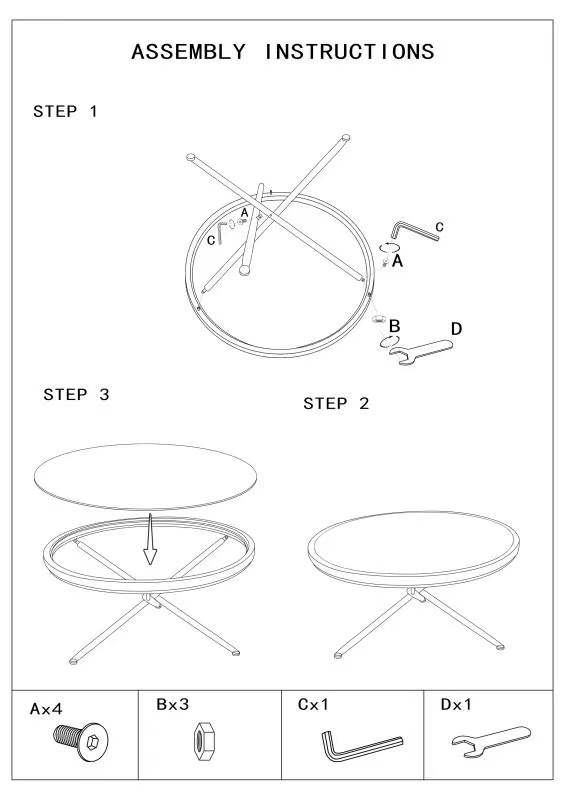 Table basse en verre avec structure en métal noir – Design moderne Cebu