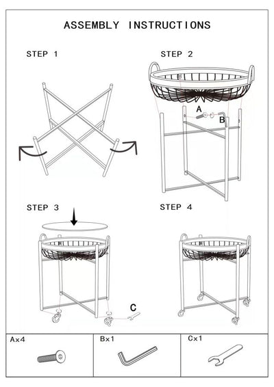 Chariot rond en rotin avec double étagère – Chariot de service Cebu