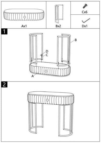 Table console noire avec pieds en métal doré