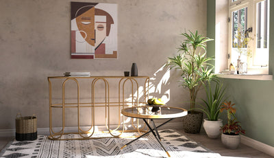 Console en bois avec design à lattes – Samui Entryway