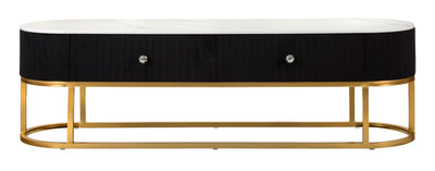 Meuble TV en bois noir avec base dorée – Montpellier Meuble moderne