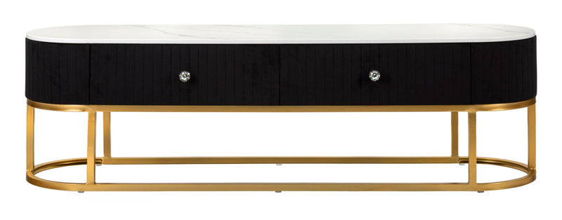 Meuble TV en bois noir avec base dorée – Montpellier Meuble moderne