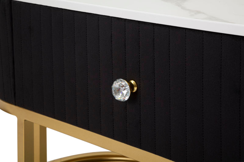 Meuble TV en bois noir avec base dorée – Montpellier Meuble moderne