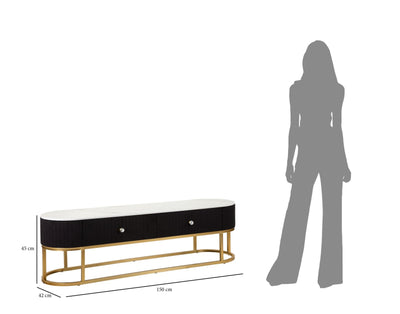 Meuble TV en bois noir avec base dorée – Montpellier Meuble moderne