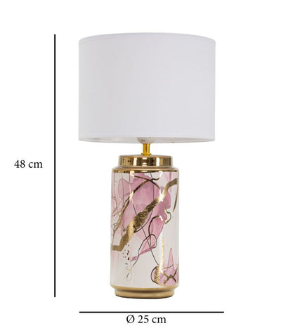 Lampe à poser en céramique dorée et rose