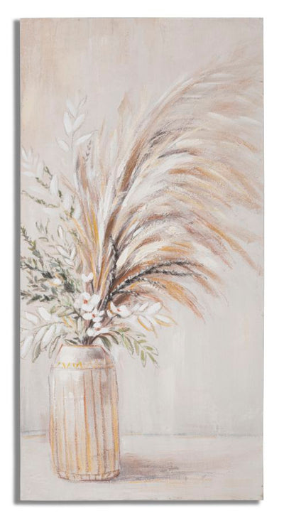 Vase avec fleurs beige - peinture sur toile moderne