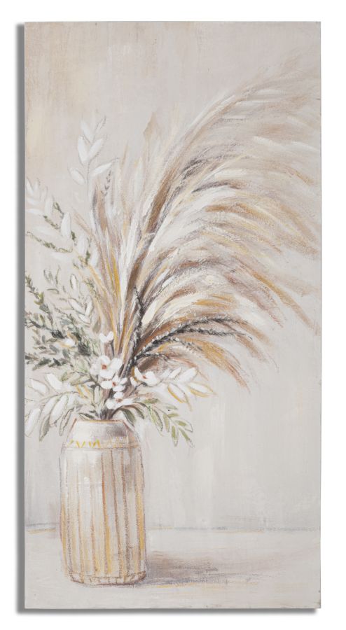 Vase avec fleurs beige - peinture sur toile moderne