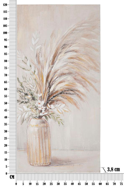 Vase avec fleurs beige - peinture sur toile moderne