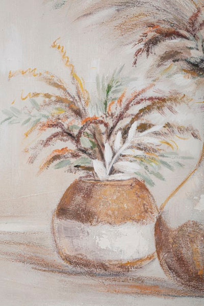 Vase avec fleurs beige - peinture sur toile moderne