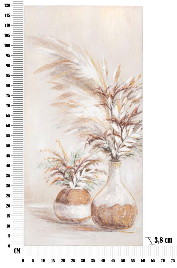 Vase avec fleurs beige - peinture sur toile moderne