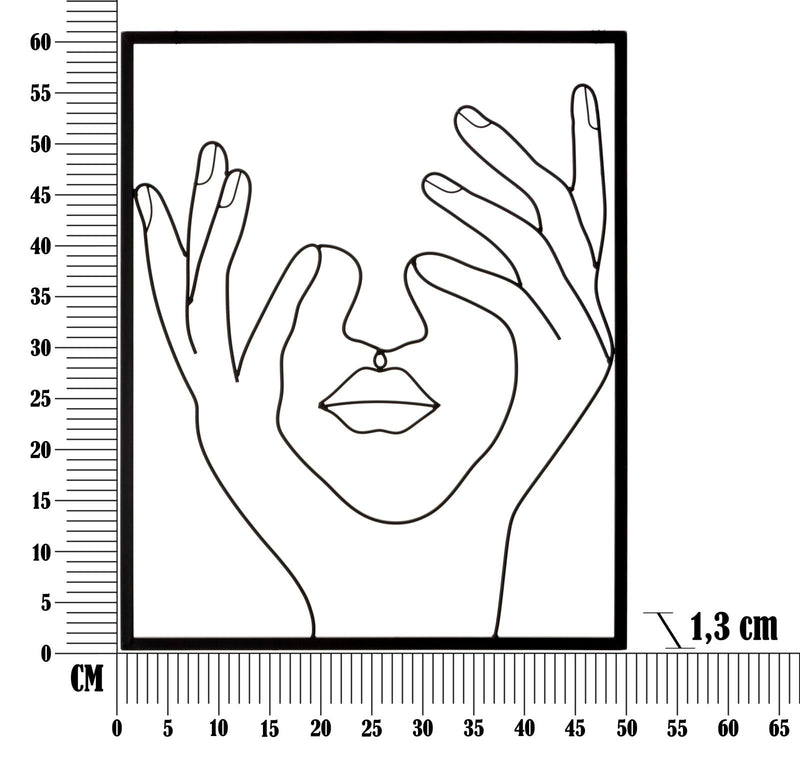 Visage de femme dans un cadre carré - décoration murale moderne abstraite en métal