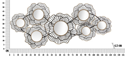 Petits miroirs muraux ronds avec cadres floraux en métal