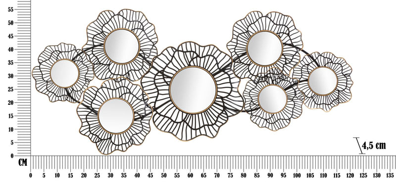 Petits miroirs muraux ronds avec cadres floraux en métal