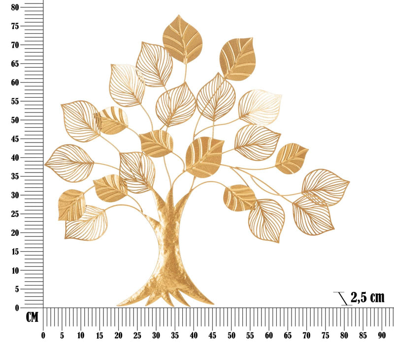 Décoration murale avec arbre doré et feuilles