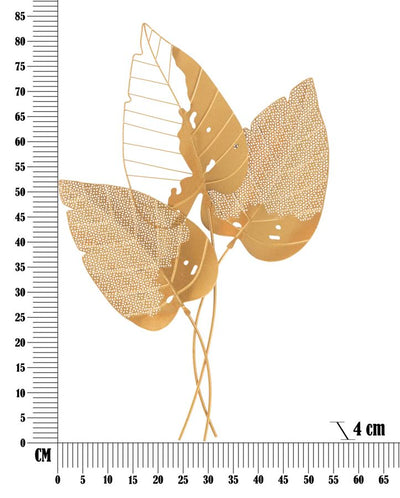 Décoration murale avec triple feuille dorée