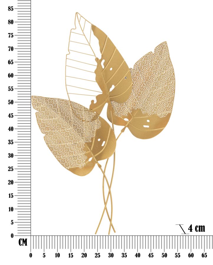 Décoration murale avec triple feuille dorée