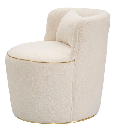 Fauteuil rond crème avec coussin et détails dorés