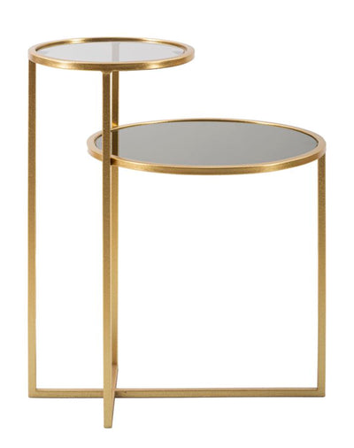 Table d'appoint ronde à 2 niveaux – Structure en métal doré