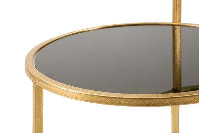 Table d'appoint ronde à 2 niveaux – Structure en métal doré