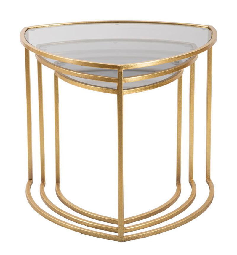 Ensemble de 3 tables basses gigognes avec plateau triangulaire – Style moderne