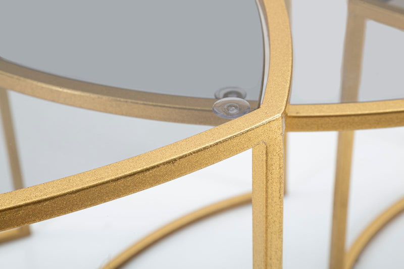 Ensemble de 3 tables basses gigognes avec plateau triangulaire – Style moderne