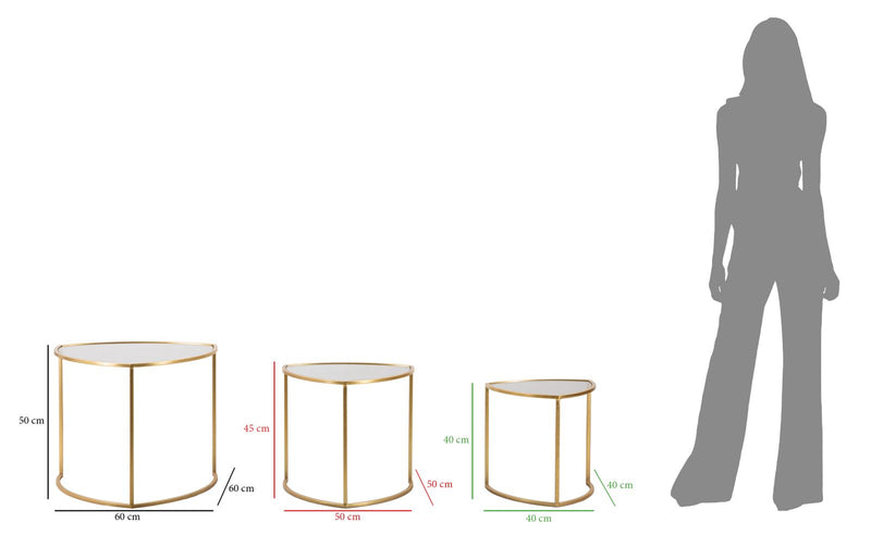 Ensemble de 3 tables basses gigognes avec plateau triangulaire – Style moderne