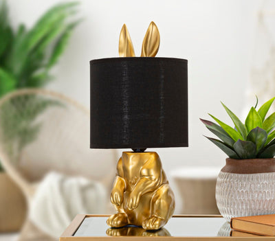 Lampe à poser moderne en forme de lapin, dorée et noire