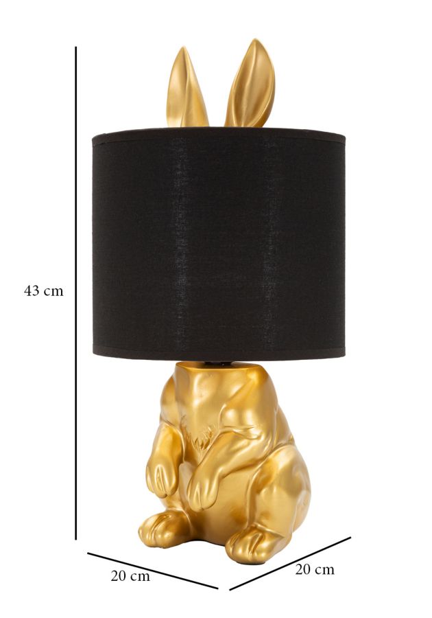 Lampe à poser moderne en forme de lapin, dorée et noire