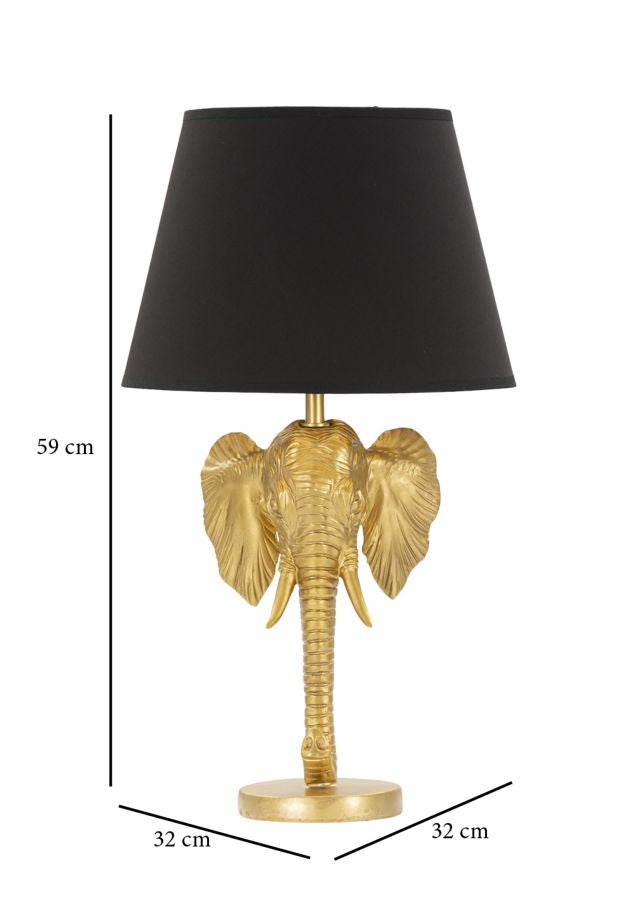 Lampe à poser éléphant moderne noir et doré