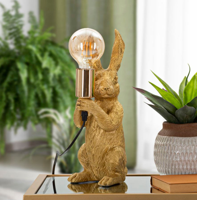 Lampe à poser lapin doré