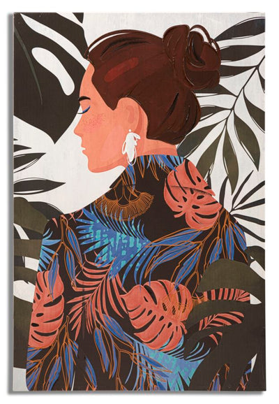 Femme dans la jungle - Peinture sur toile tropicale moderne