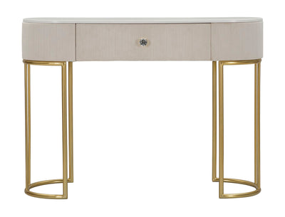 Table console crème avec pieds en métal doré